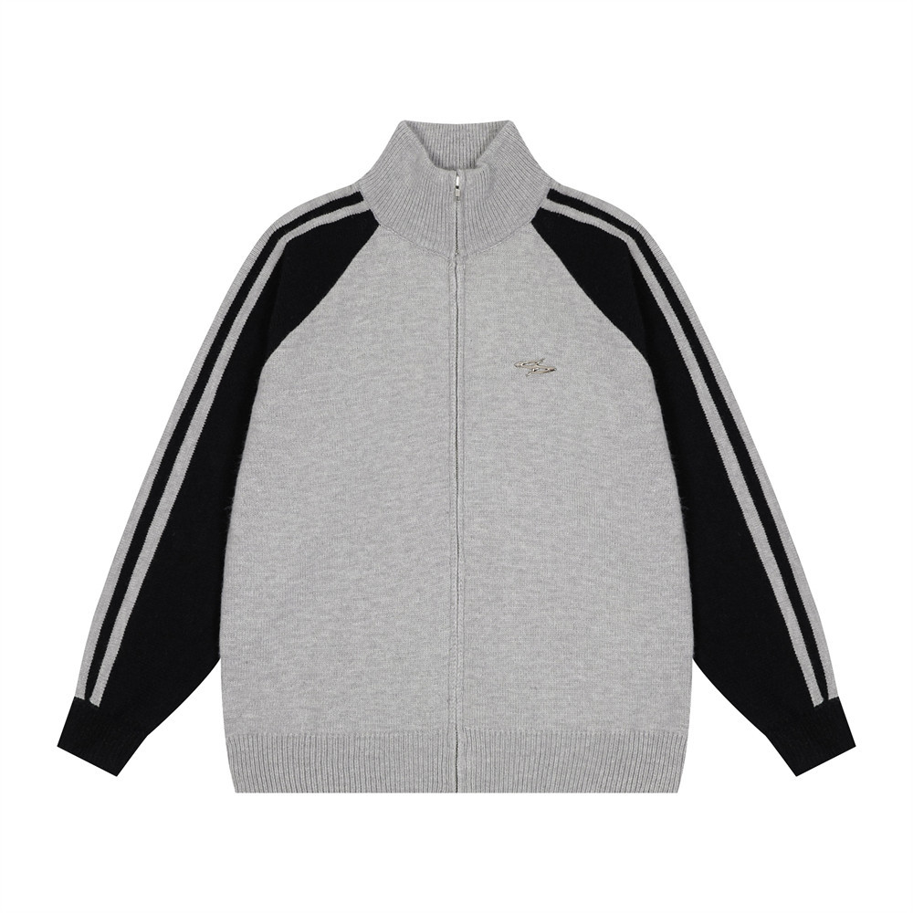 European And American Street Trendy Color Contrast Patchwork Long Sleeve Men's Loose High Street Sweater