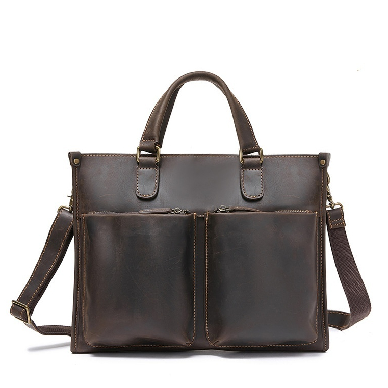 Vintage Cowhide Men's Handbag Business Briefcase